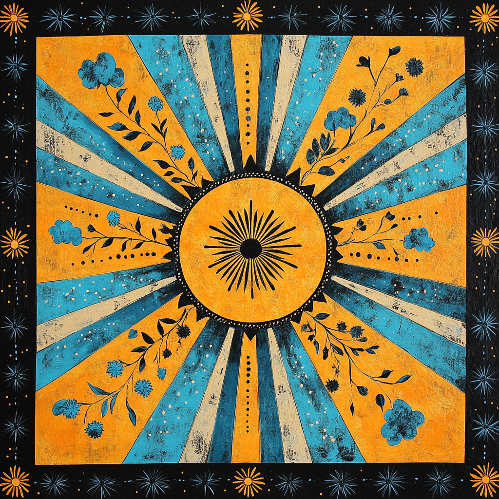 Norval Morrisseau Inspired Sun And Sky In Woodland Patterns Paint by numbers art