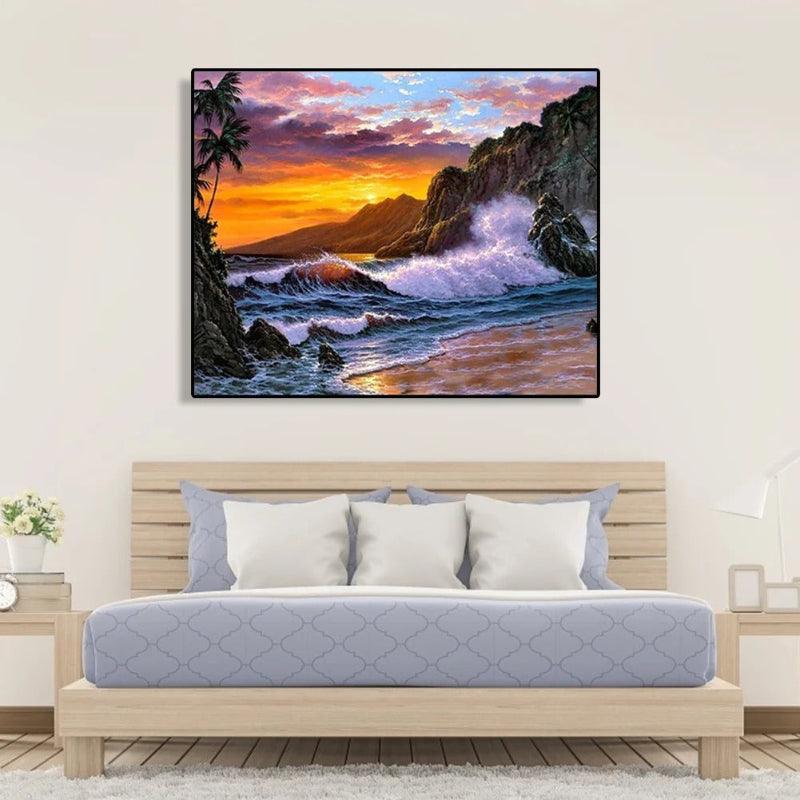 Majestic Ocean Sunset Paint By Numbers Acrylic Painting Kit – Artistry Rack