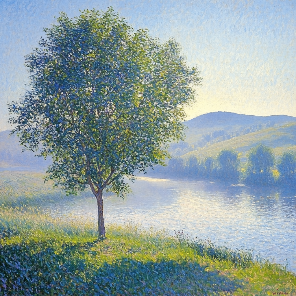 Claude Monet Inspired Misty Morning Landscape paint by color