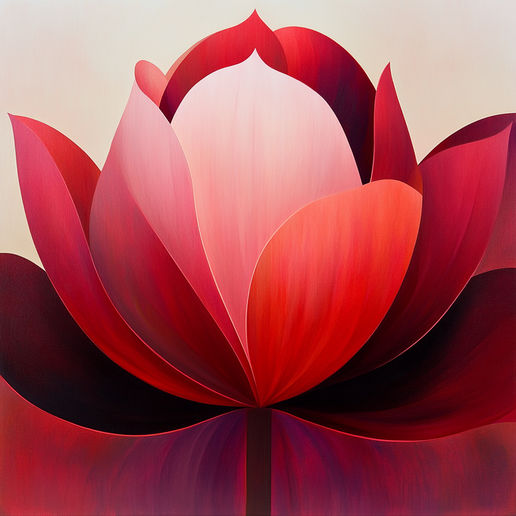 Georgia O’Keeffe Inspired Radiant Red Petal Close Up paint by number