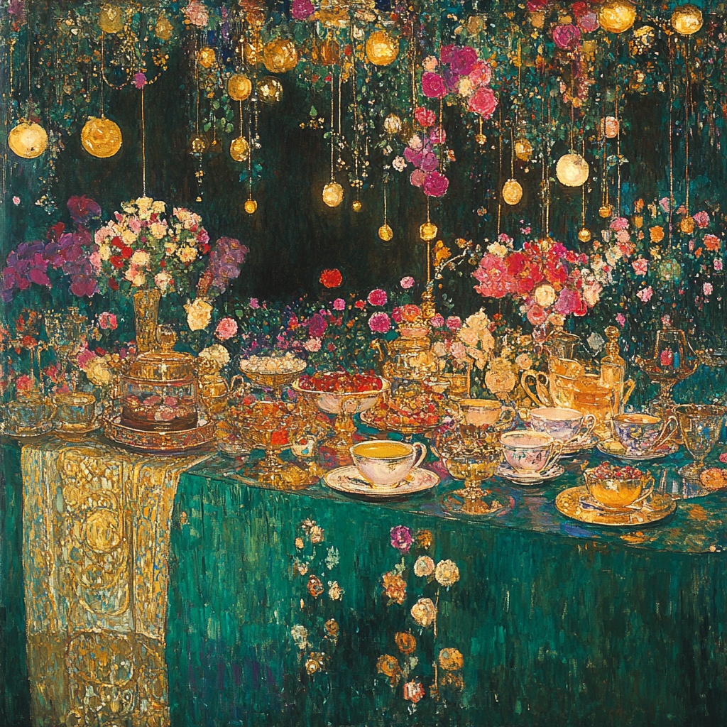 Gustav Klimt Inspired Ornate Tea Party paint by number