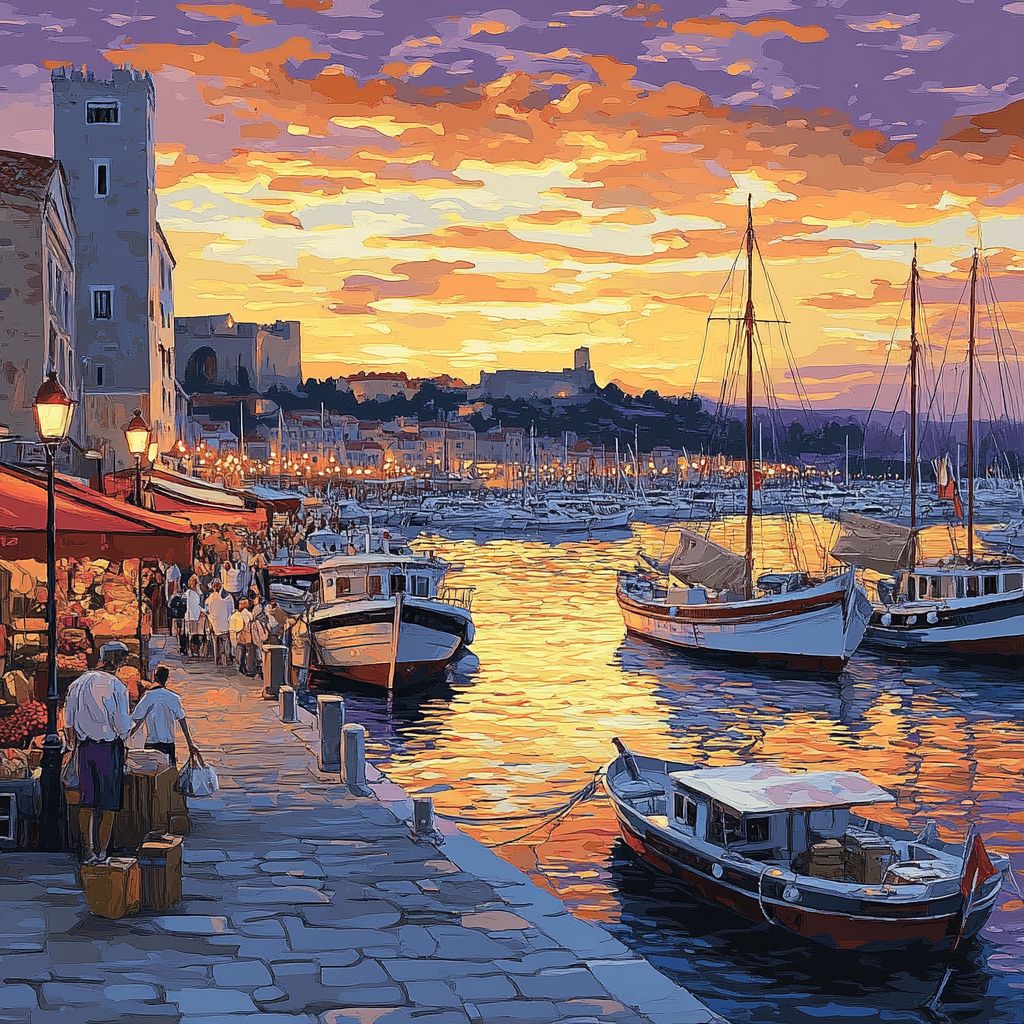 Old Port Of Marseille Sunset Marseille France paint by number
