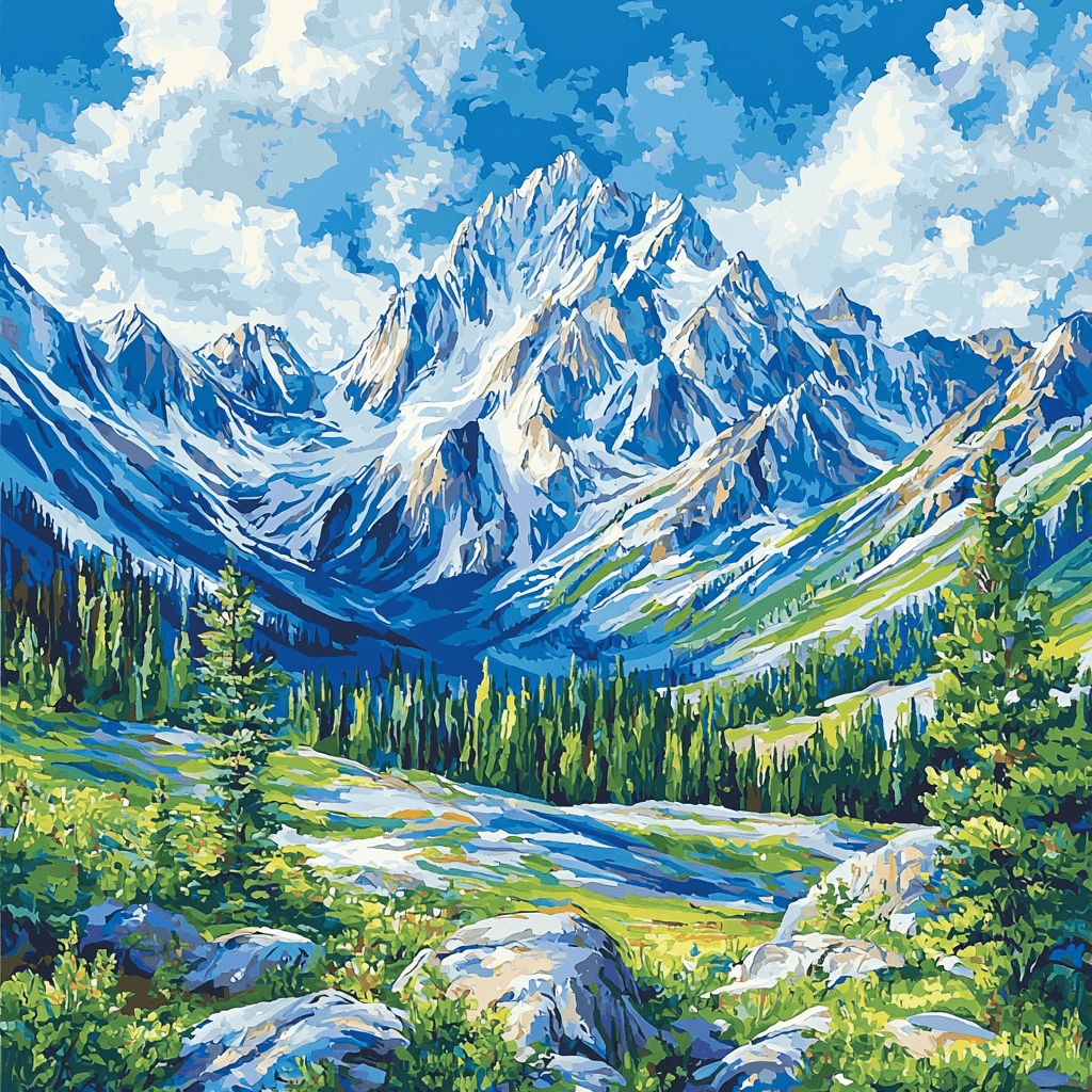 Georges Seurat Inspired Mystic Mountain Reverie Paint By Numbers Kits