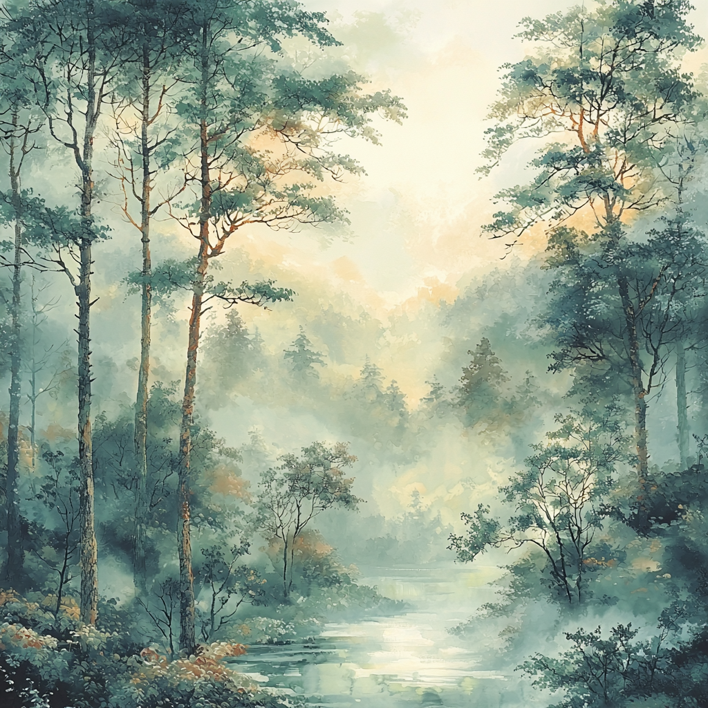 Zhao Mengfu Inspired Echoes Of The Quiet Woods Numbered Painting Kits