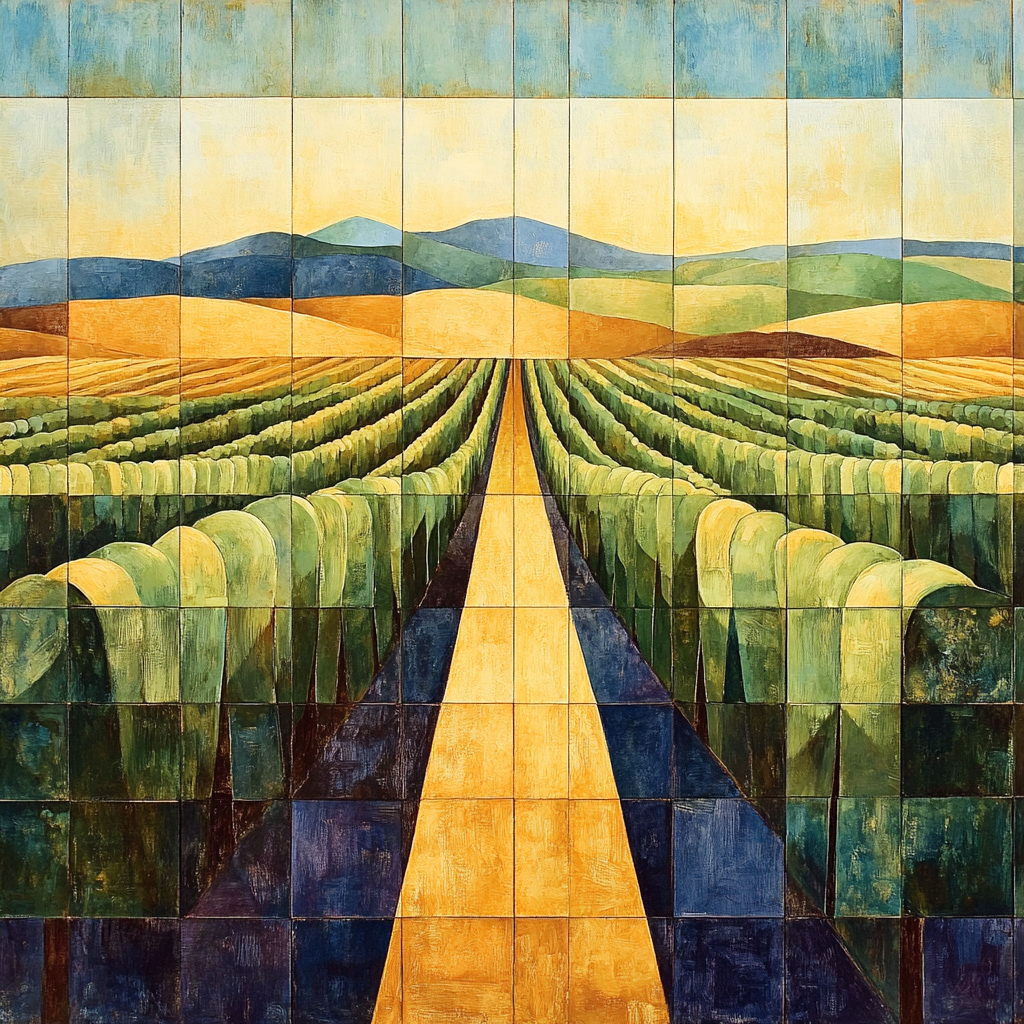 Paul Cezanne Inspired Vineyard Hills paint by numbers