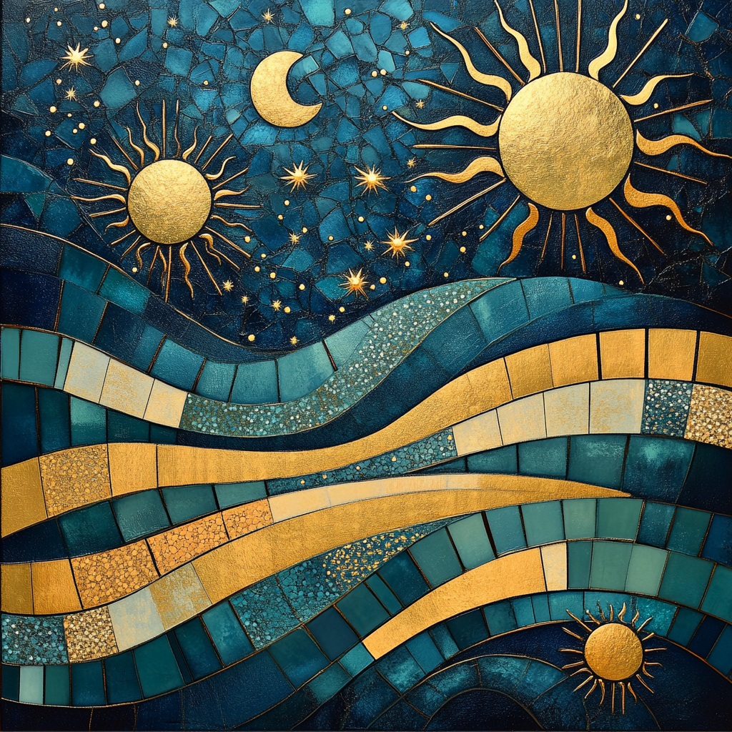 Gustav Klimt Inspired Cosmic Mosaic Of Time paint by number