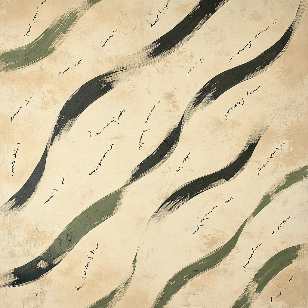 Zhao Mengfu Inspired Whispering Calligraphic Wind paint by color