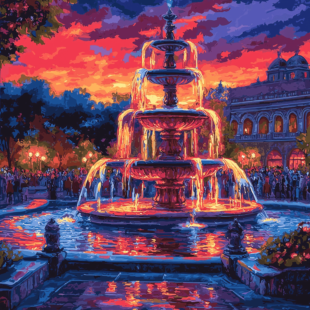 Montjuïc Magic Fountain - Barcelona Paint By Numbers Art
