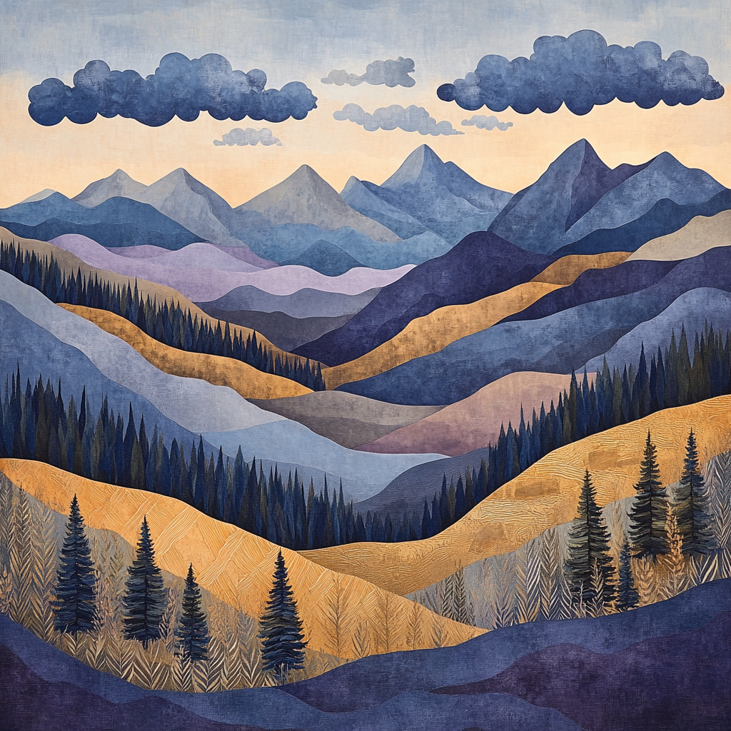 J. E. H. MacDonald Inspired Mountain Valley And Layered Clouds Paint by numbers kits