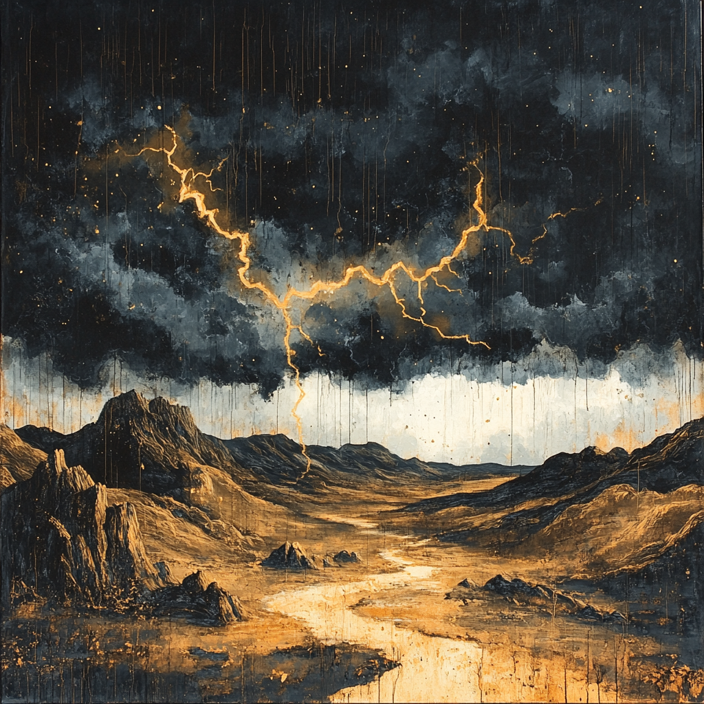 Francisco Goya Inspired Thunderstorm Over Gnarled Hillside DIY paint by numbers