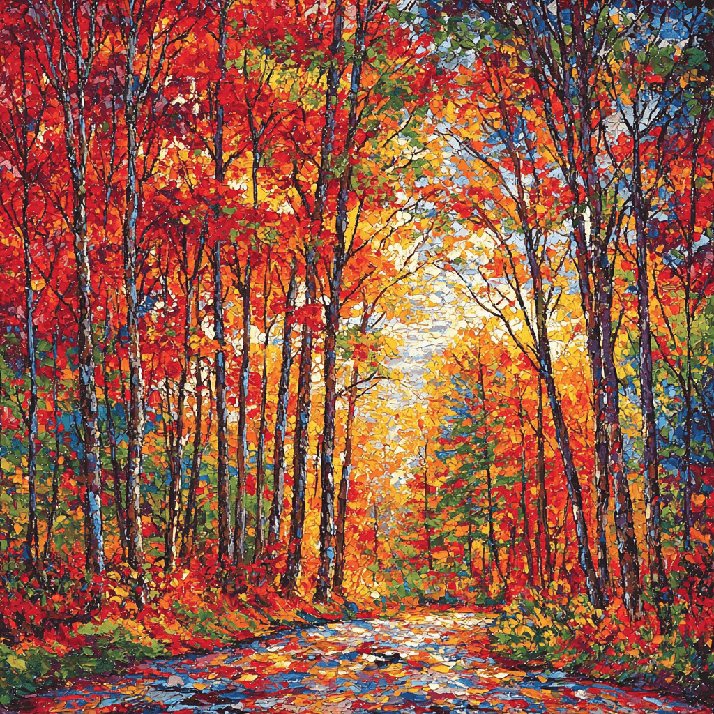 Claude Monet Inspired Vibrant Autumn Woods Painting Number Kit