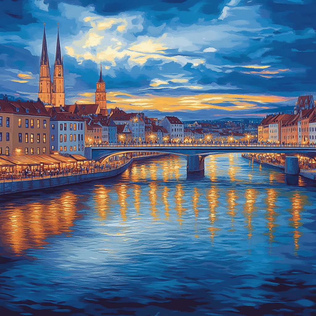 Old Town Bridge View Bratislava Slovakia Number painting