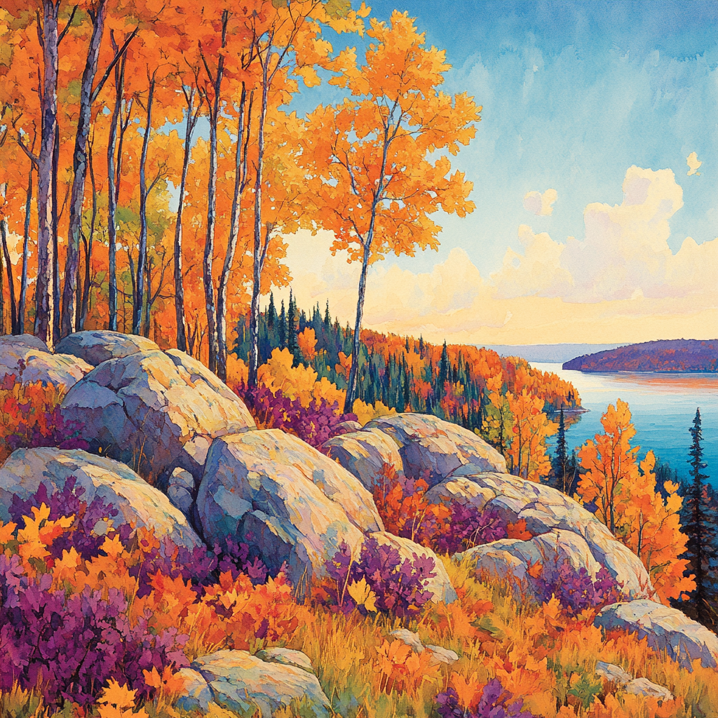 Franklin Carmichael Inspired Golden Autumn Ridge paint by numbers