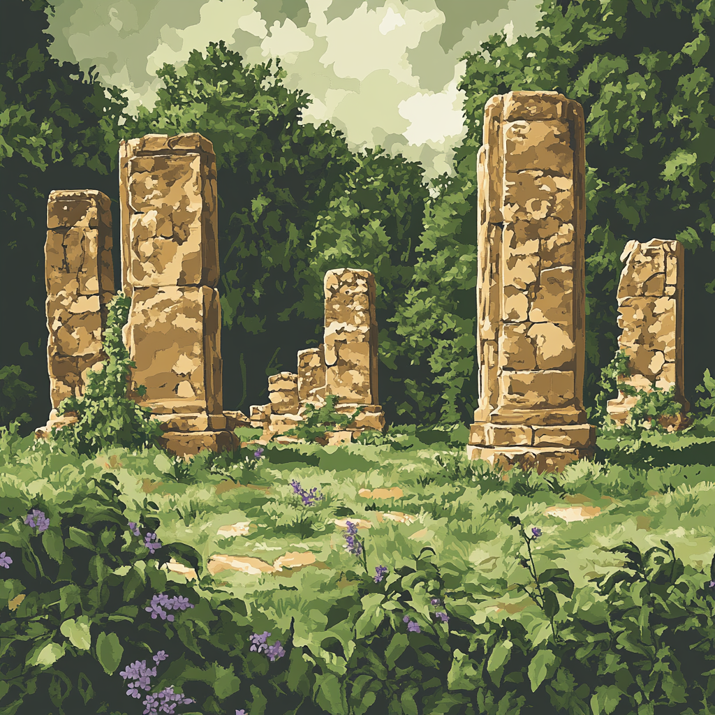 Michelangelo Inspired Verdant Ruins Paint by numbers art