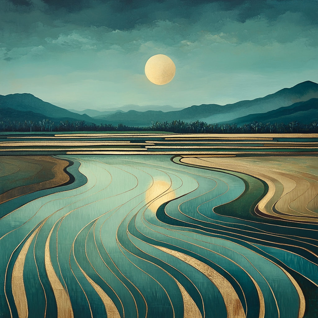 Nandalal Bose Inspired Moonlit Paddy Harmony DIY paint by numbers