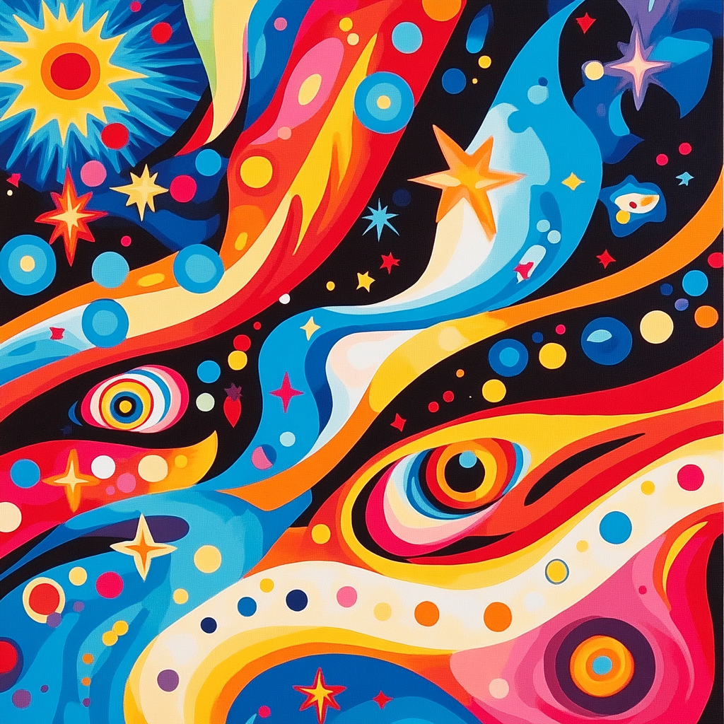 Joan Miró Inspired Dreamscape Of Colors paint by color