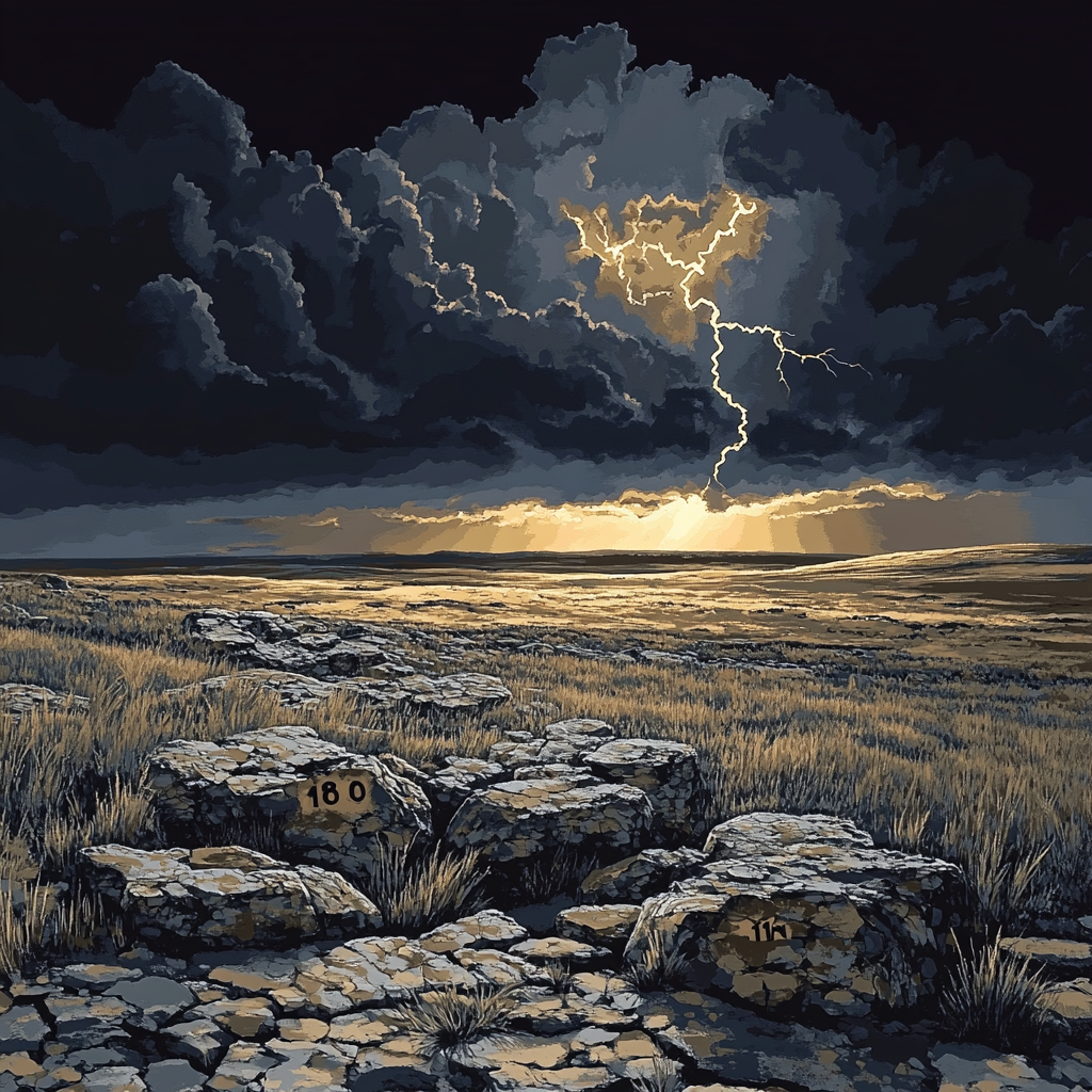 Francisco Goya Inspired Storm Over Ashen Plateau Number painting