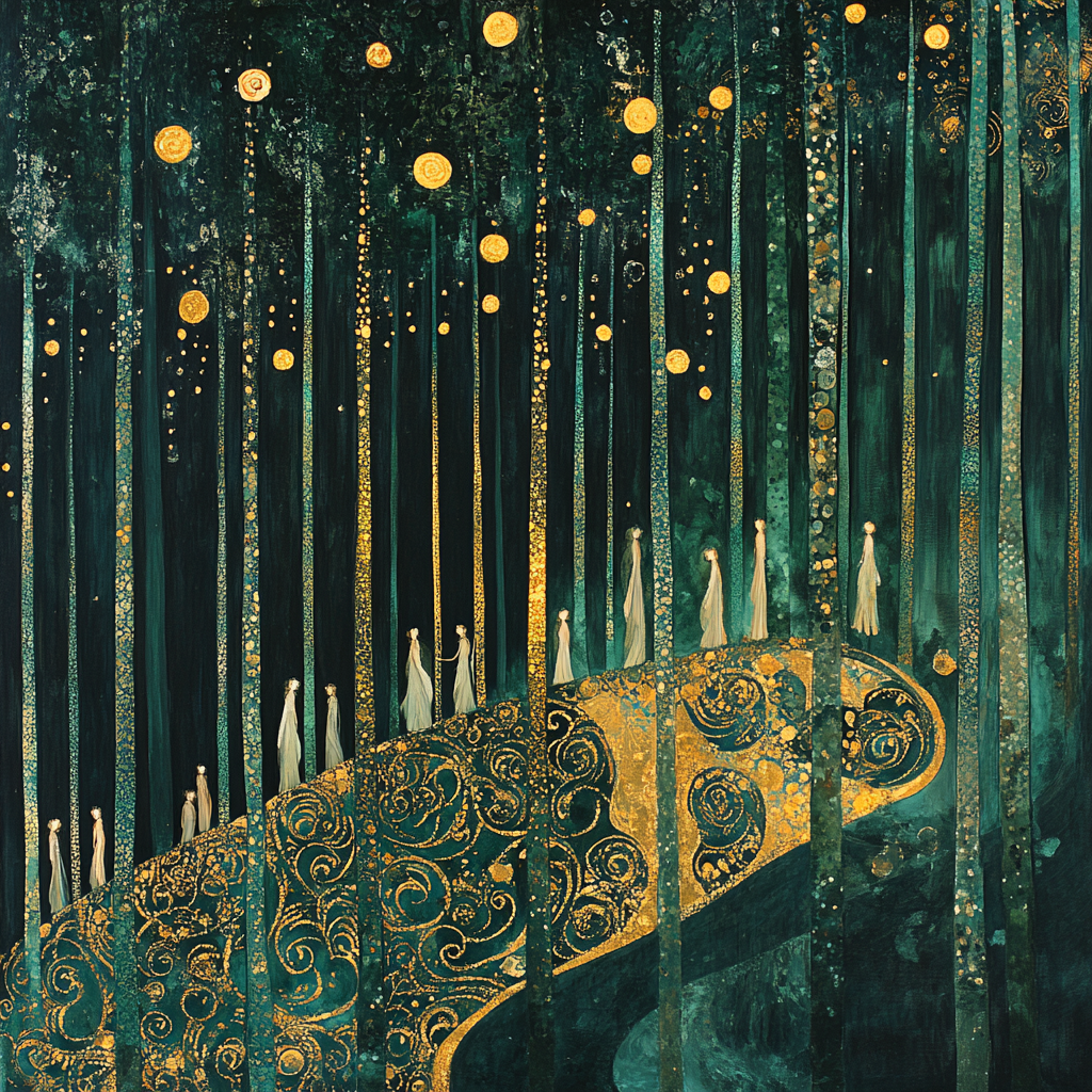 Gustav Klimt Inspired Golden Forest Scene Paint by numbers kits