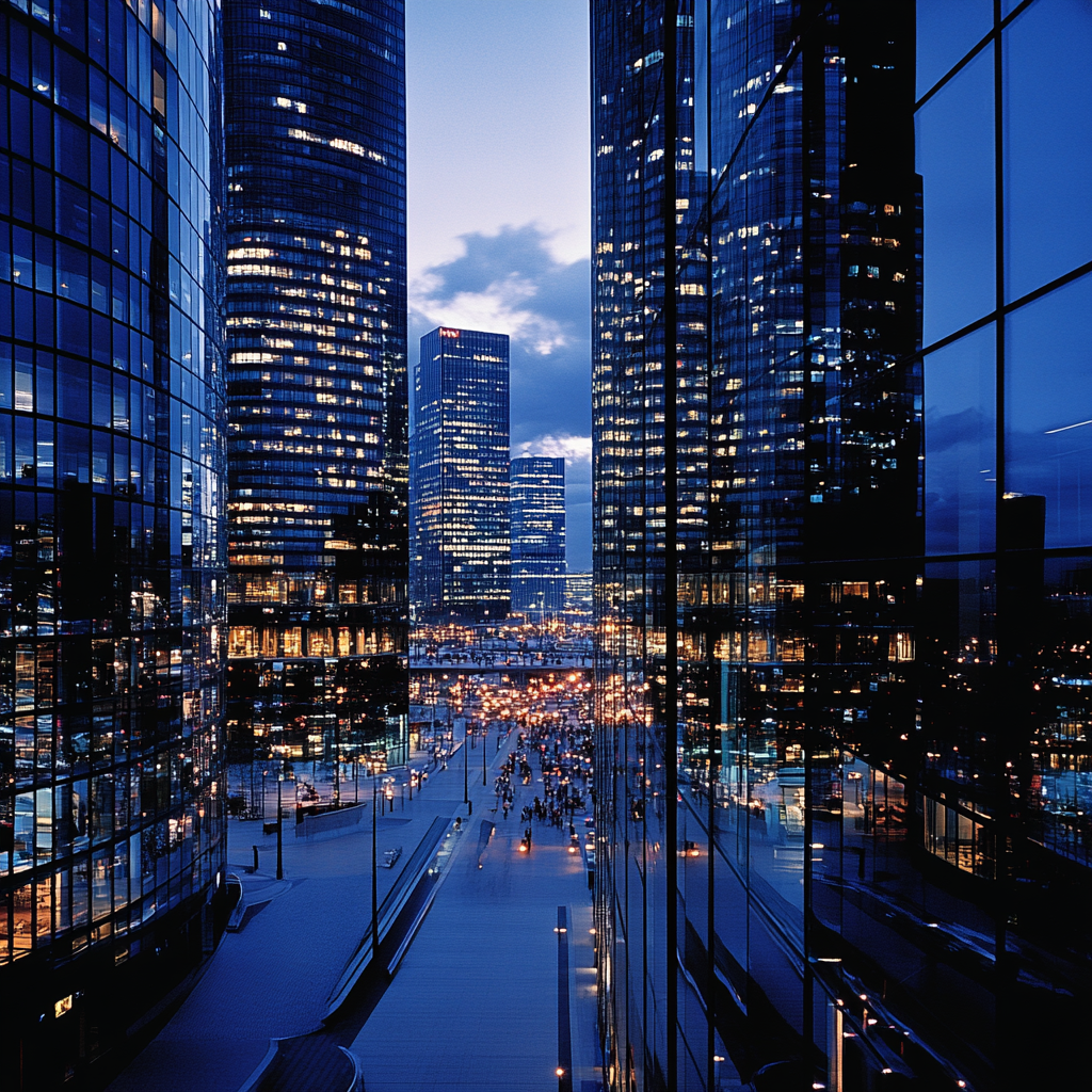 Evening Lights At La Défense Paris France painting number kit