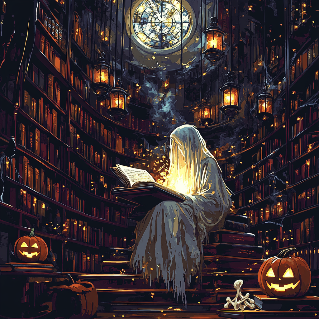 Haunted Lantern Library Midnight Reading Painting by numbers kit