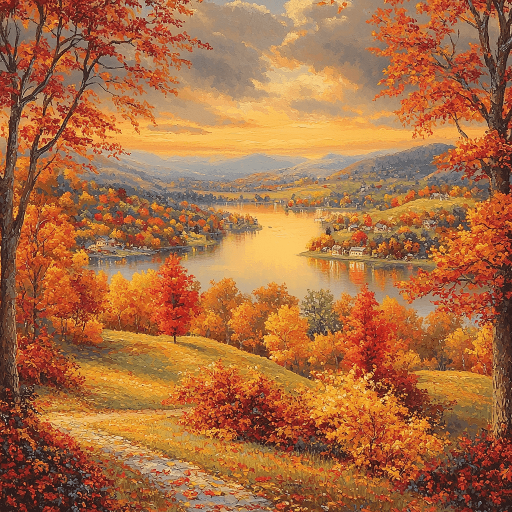 Kinkade Inspired Rustic Autumn DIY Paint By Numbers