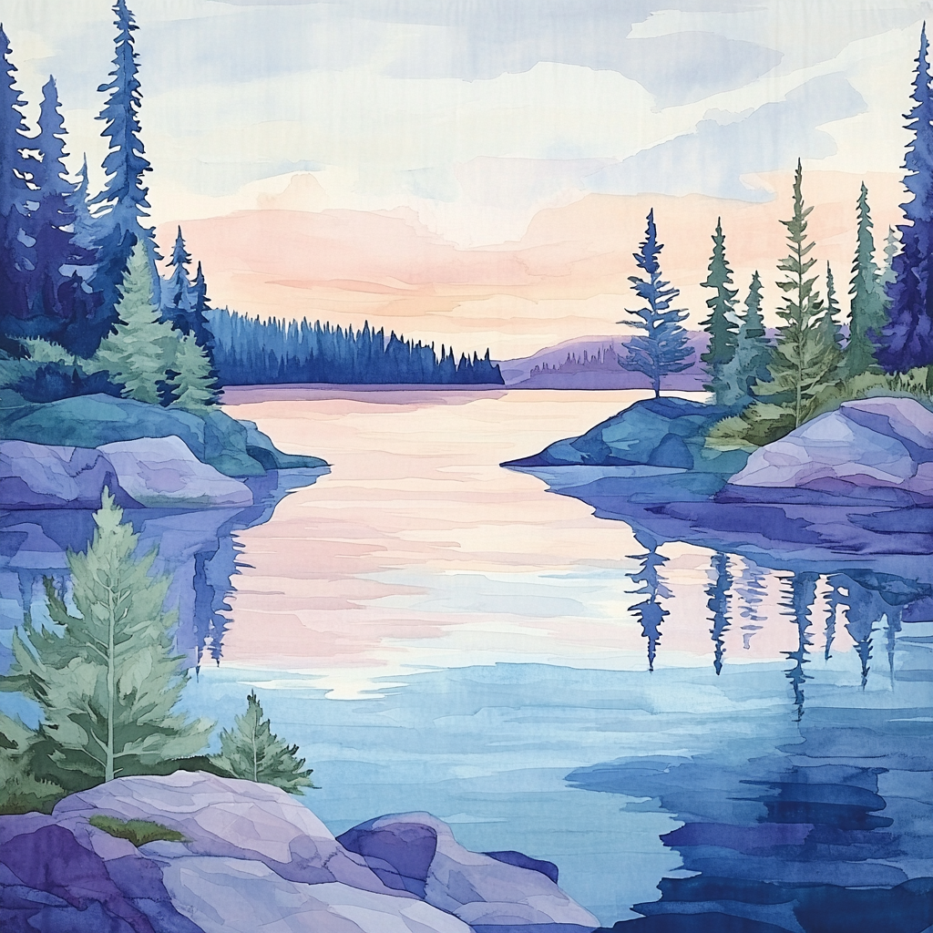 Franklin Carmichael Inspired Twilight Over Crystal Lake DIY paint by numbers