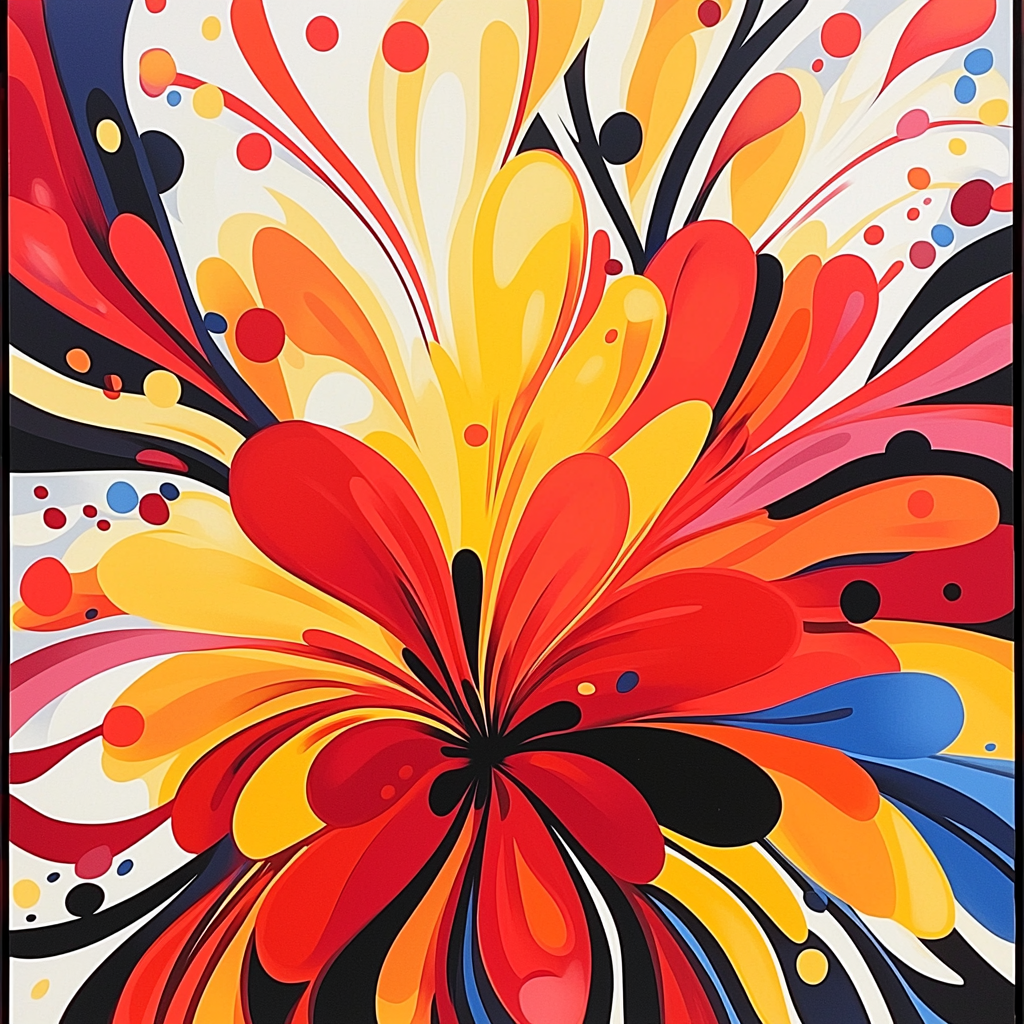 Joan Miró Inspired Fanciful Whirlwind Number Painting