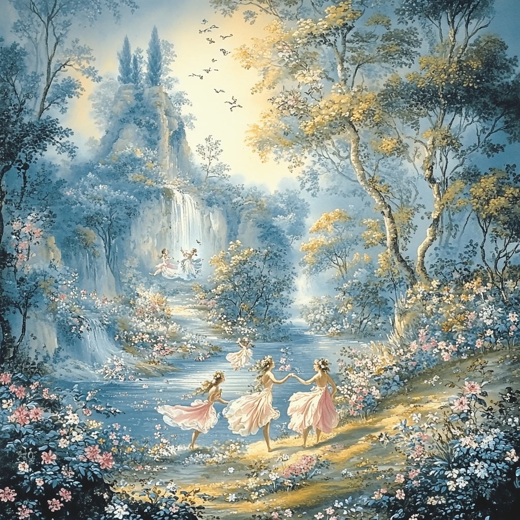 Francois Boucher Inspired Playful Nymphs Numbered painting kits