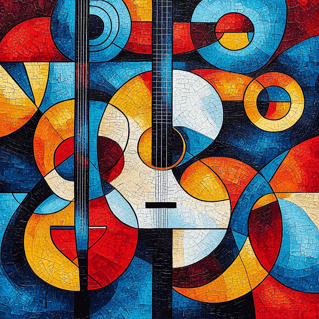 Pablo Picasso Inspired Cubist Music Symphony Number Painting