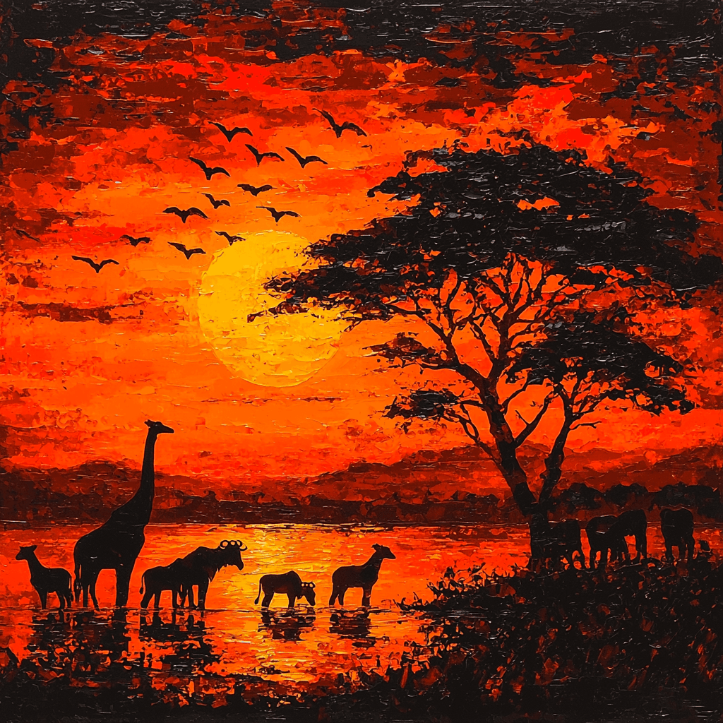 Sir Edwin Landseer Inspired Safari Silhouette Numbered Painting Kits
