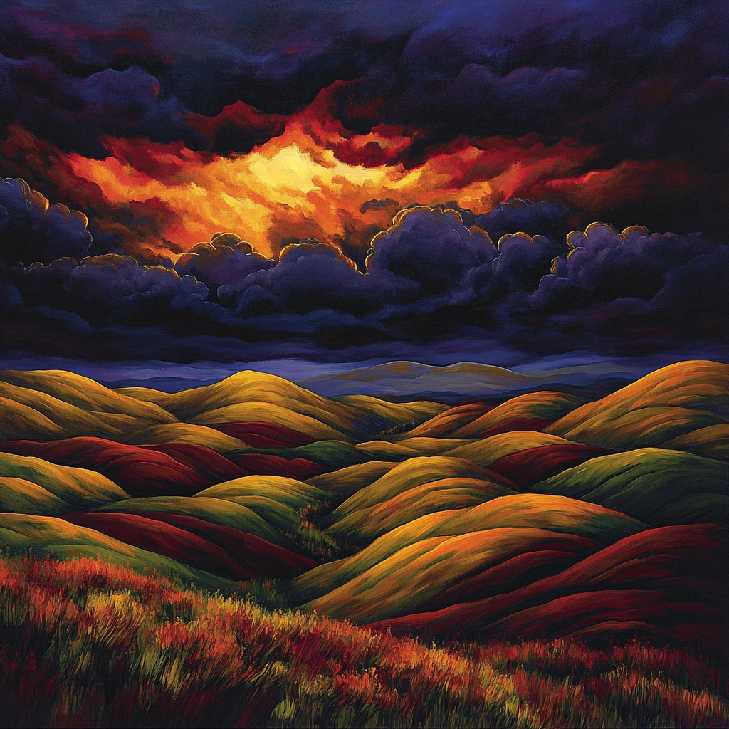 Frederick Varley Inspired Storm Churning Over Autumnal Windswept Hills painting number kit