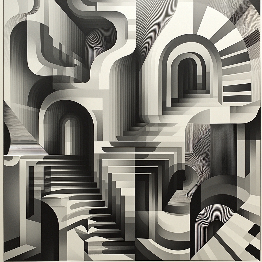 M.C. Escher Inspired Challenging Perceptions Numbered Painting Kits