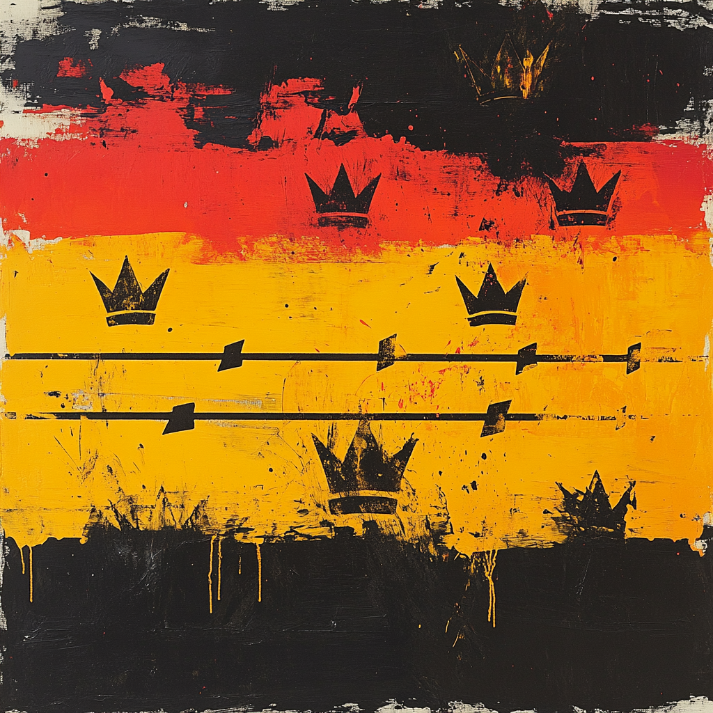 Jean-Michel Basquiat Inspired Rhythm Of Struggle paint by color