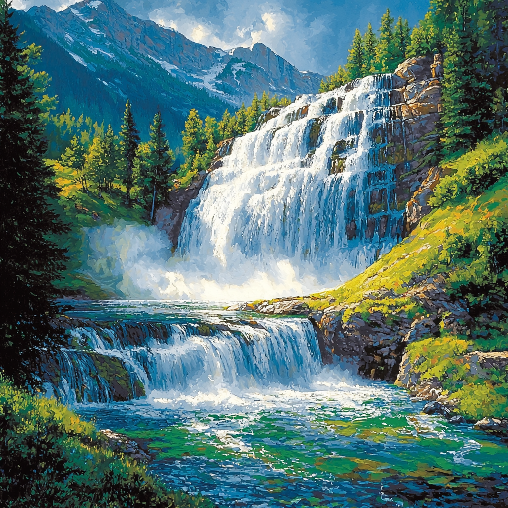 Albert Bierstadt Inspired Cascading Waterfall Symphony Paint By Numbers Kits