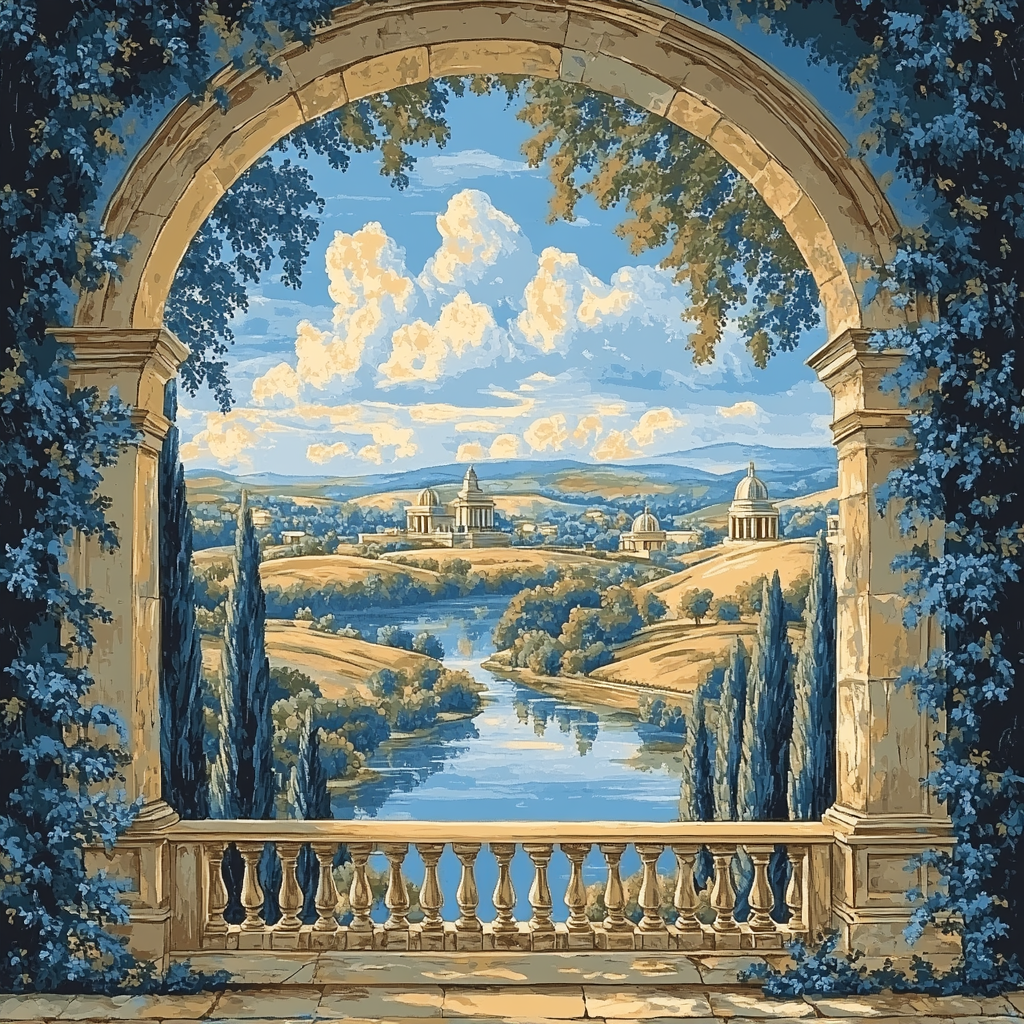 Raphael Inspired Luminous Arched Vista paint by number