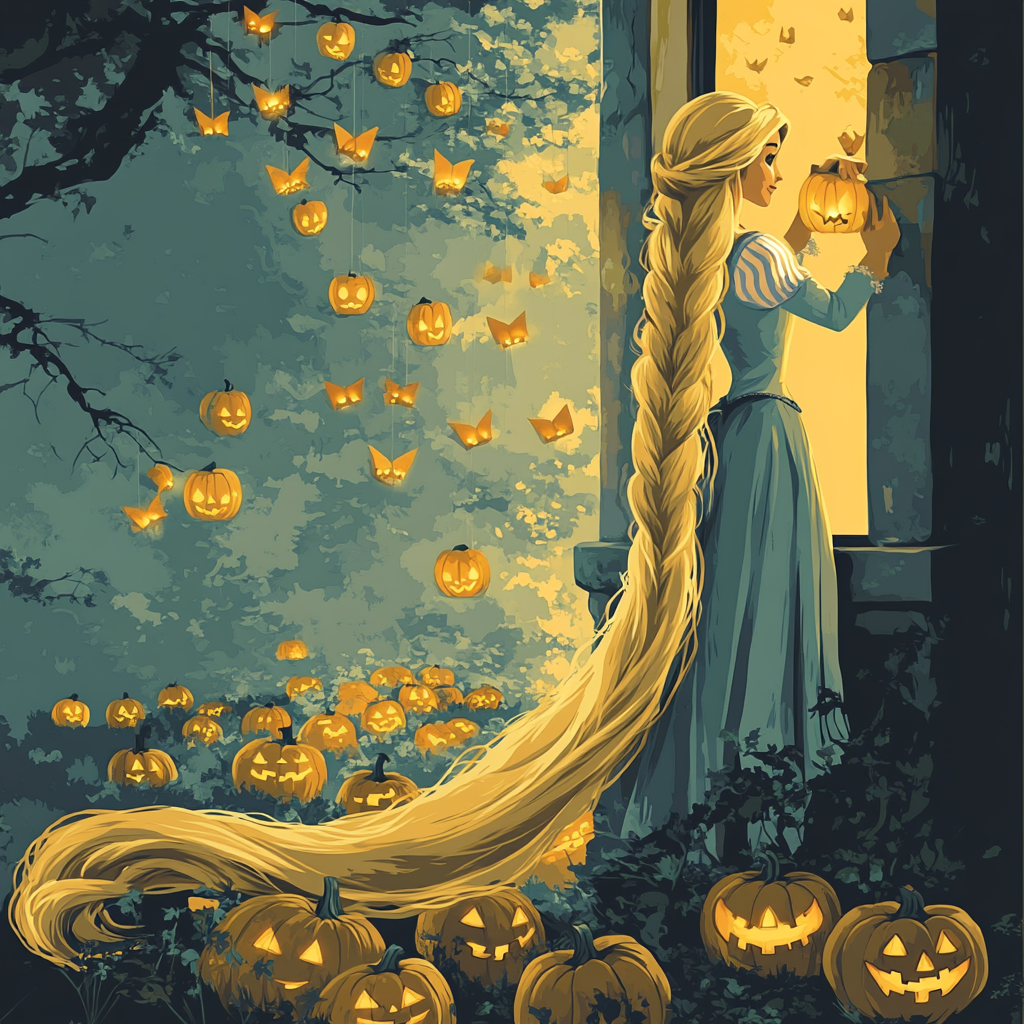 Rapunzels Lanterns And Spooky Strings paint by color