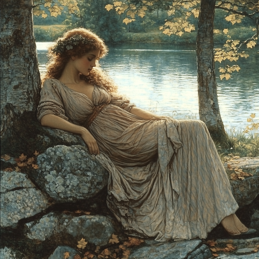 John William Waterhouse Inspired Mythological Nymph By Lake Paint by numbers kits