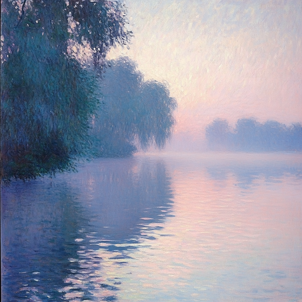 Monet Inspired Misty Lake Morning Numbered painting kits