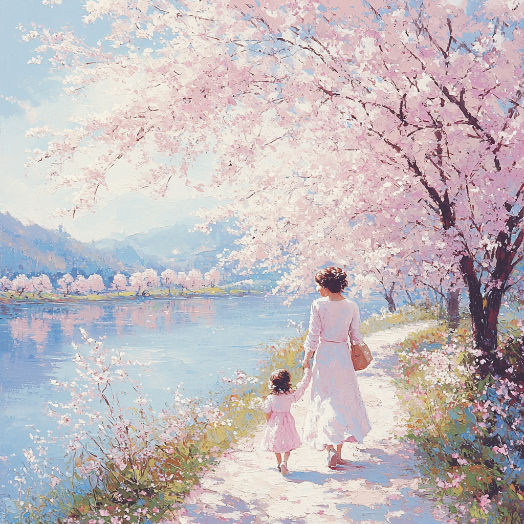 Cherry Blossom Promenade DIY Paint By Numbers