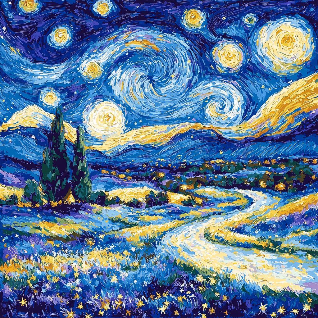 Vincent Van Gogh Inspired Nighttime Reverie Number Painting