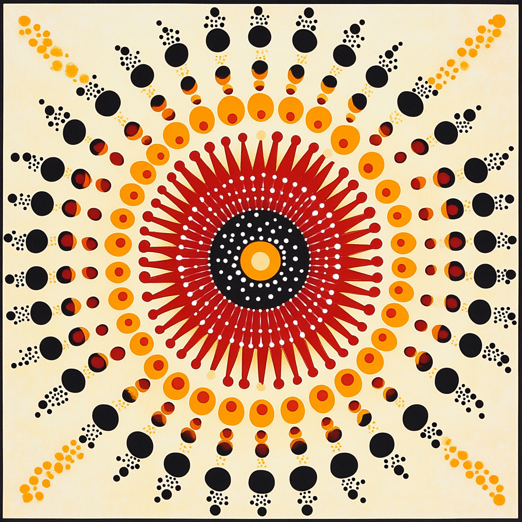 Yayoi Kusama Inspired Sunburst Dot Mandala Paint by numbers art