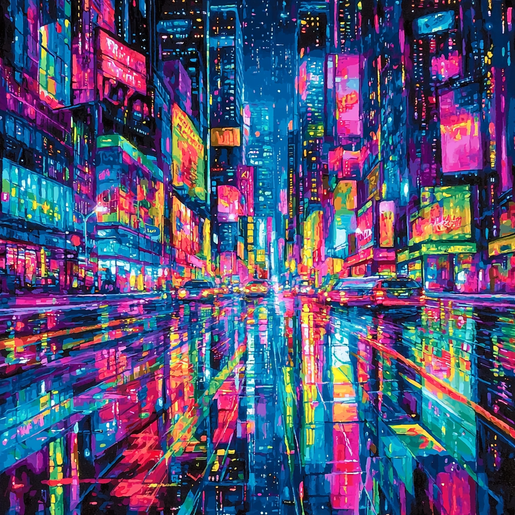 Richard Estes Inspired Futuristic City Dynamics Painting By Numbers Kit