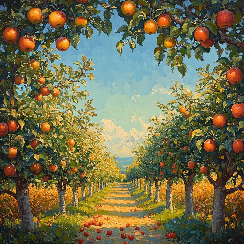 Magritte Inspired Floating Orchard Paint by numbers art