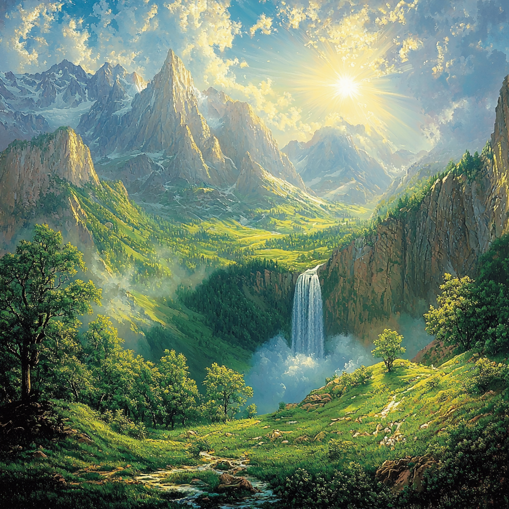 Albert Bierstadt Inspired Cascading Mountain Views Painting By Numbers Kit