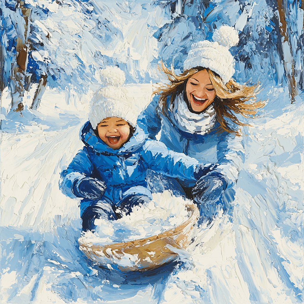 Mommy And Me In The Snow Painting By Numbers Kit