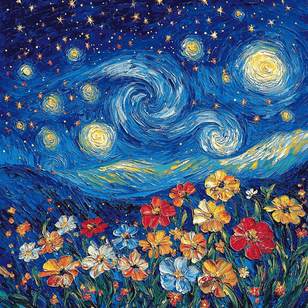 Vincent Van Gogh Inspired Starlit Floral Dreams Painting Number Kit