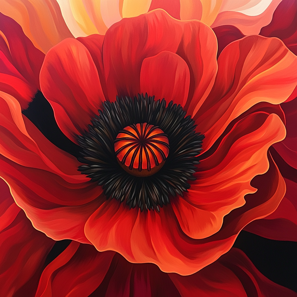 Georgia OKeeffe Inspired Large Red Poppy paint by color