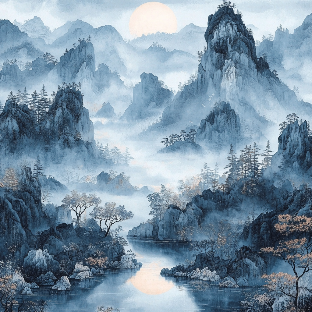 Zhao Mengfu Inspired Vision Of Eternal Mountains DIY Paint By Numbers