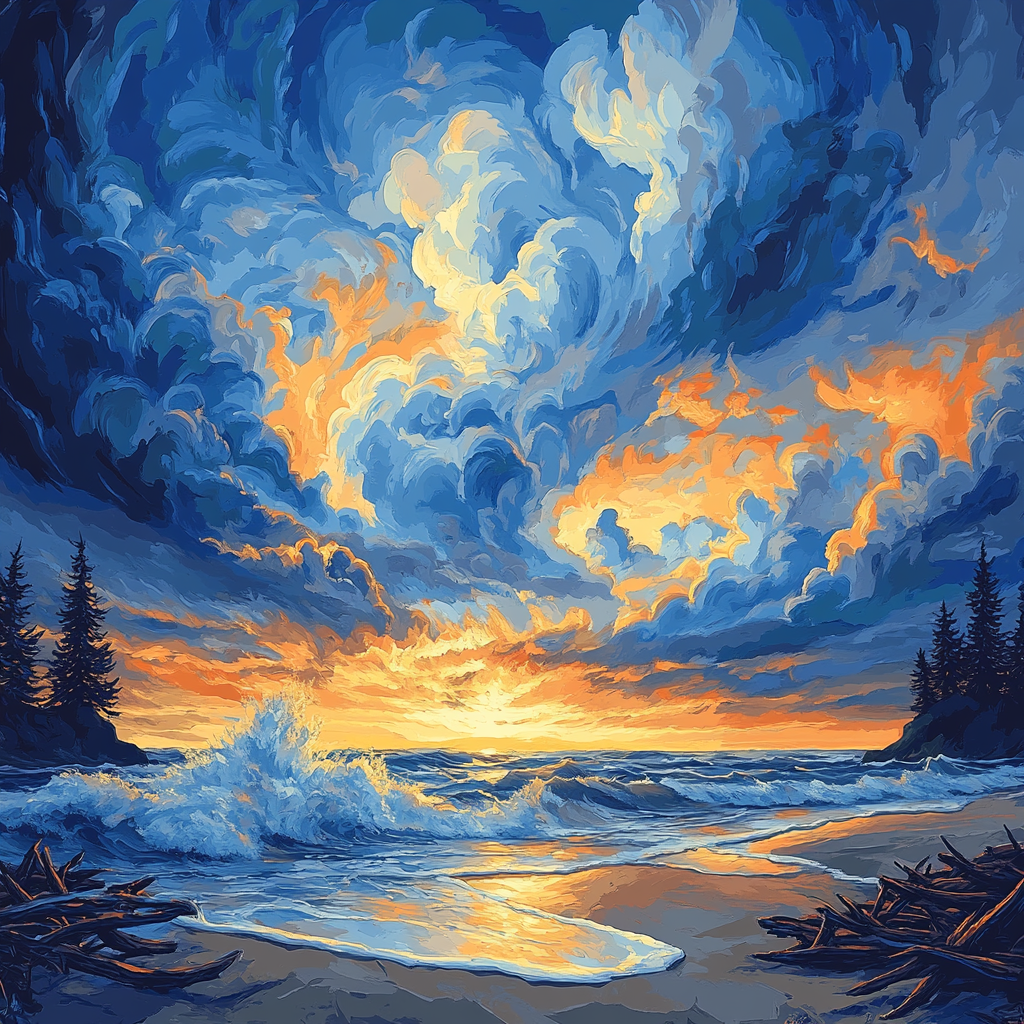 Emily Carr Inspired Coastal Wilderness With Churning Skies Paint by numbers kits