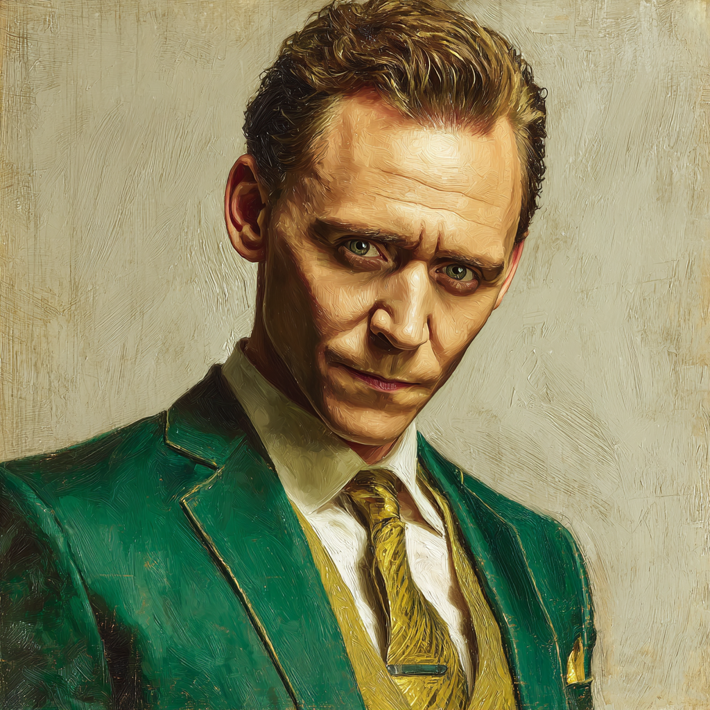 Tom Hiddleston: Luring Mischief In Emerald Light Number painting